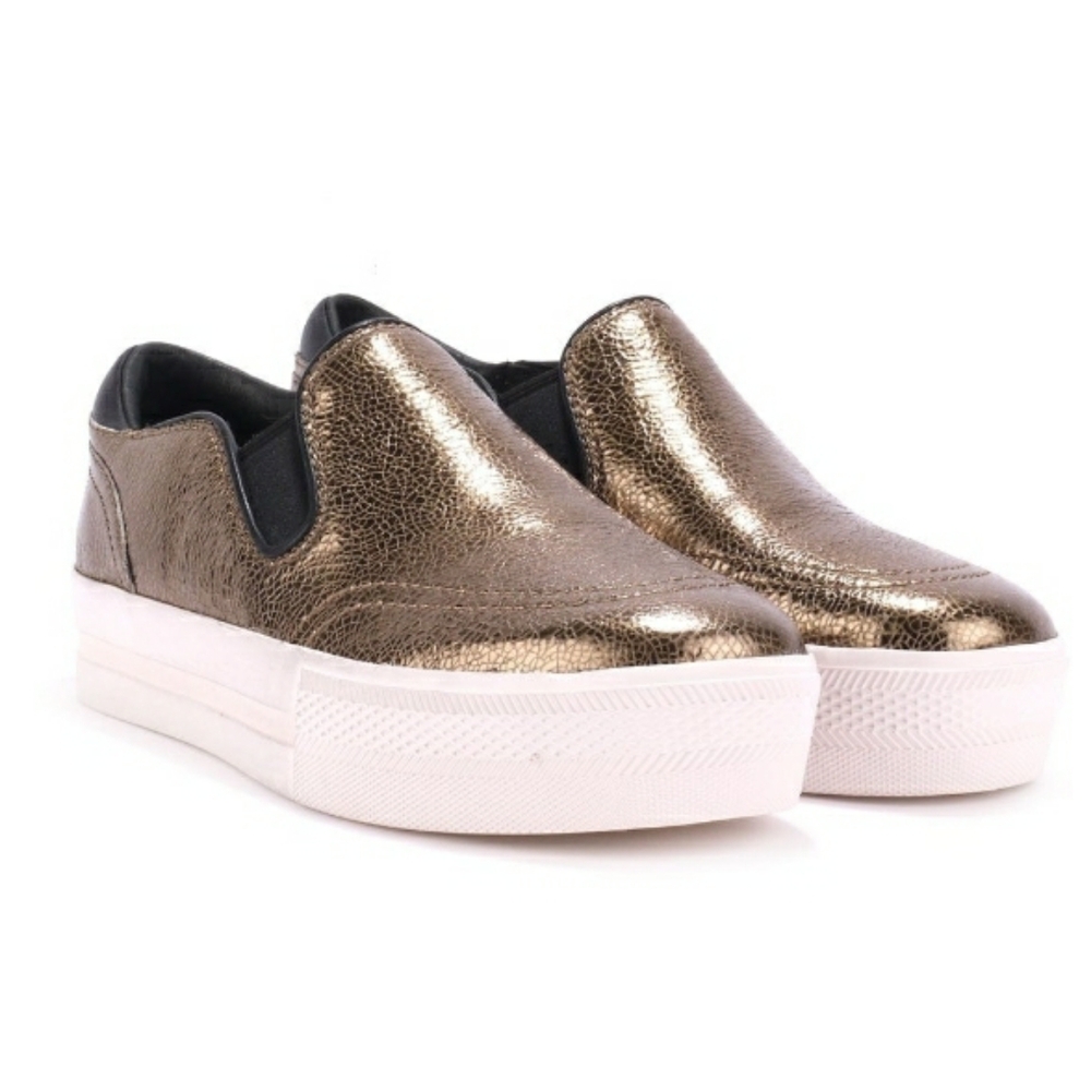 Ash Jungle metallic Bronz platform slip-on leather shoes/sneaker size 38 US 7.5